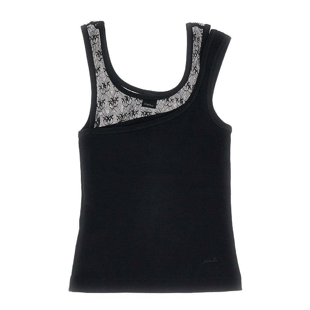 Pinko Ribbed Jersey And Love Birds Lace Tank Top